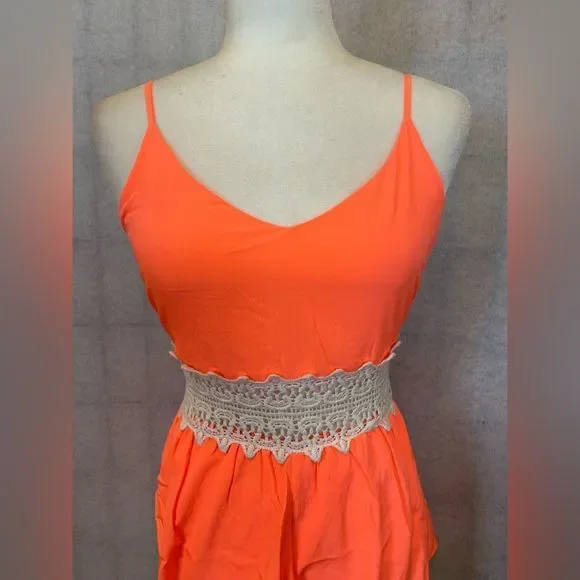 Live 4 Truth Orange Spaghetti Strap Short Jumpsuit Women's Size M BWT - Picture 8 of 12